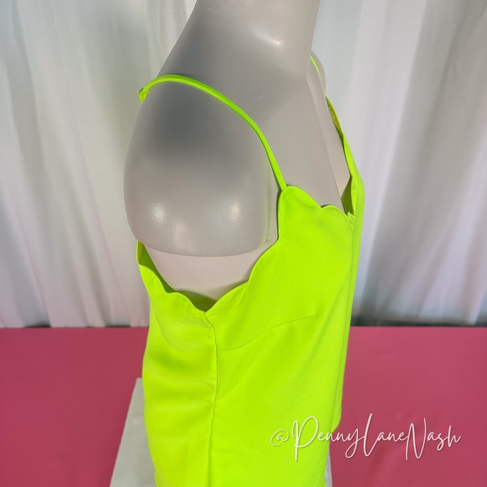 J Crew Scalloped Edge Cami Tank NEON Yellow/Green - Picture 7 of 8